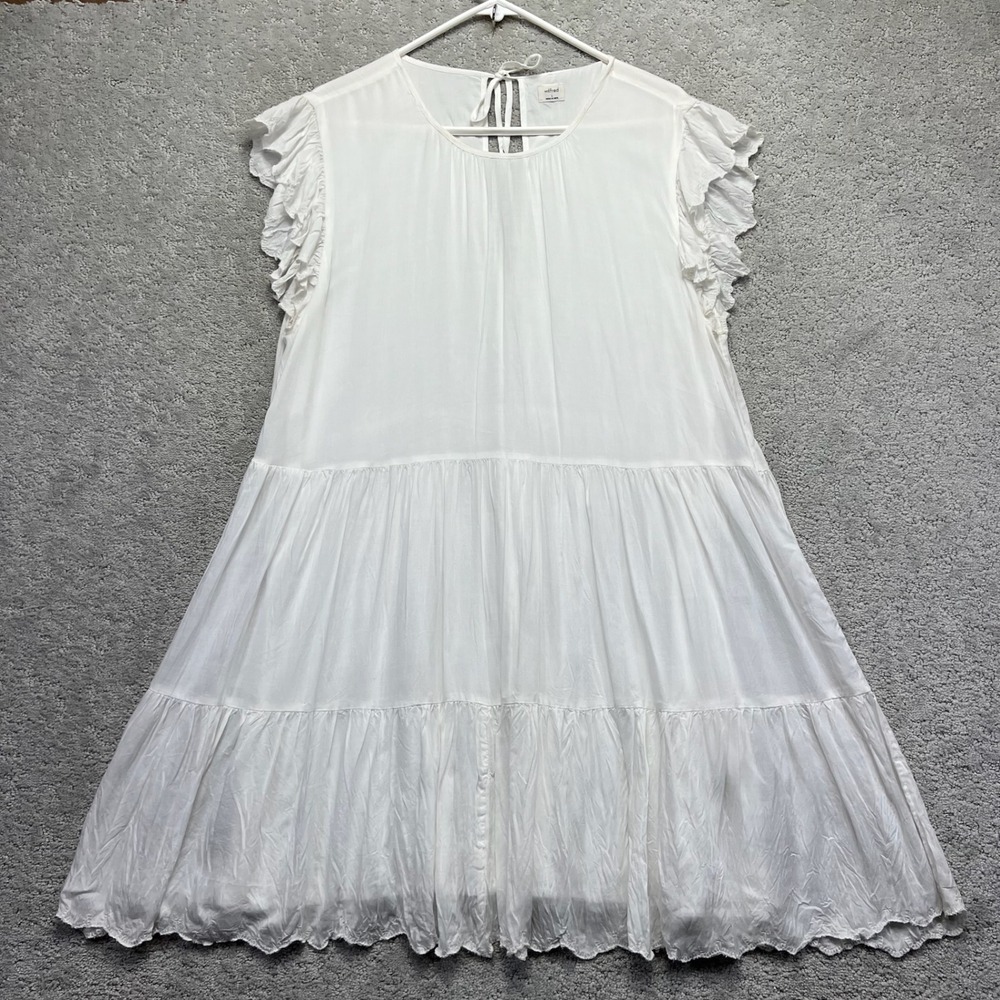 Wilfred Aritzia Mini Dress Womens Large White Tiered Ruffle Modal Flowy Ethereal